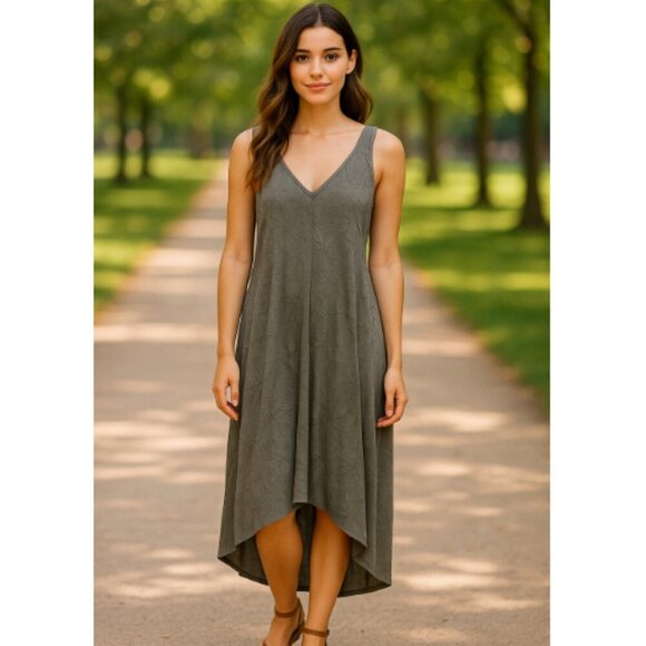 Calypso St. Barth Gray Jacquard Floral V-neck A-line High-low Dress Size XS - Picture 1 of 10